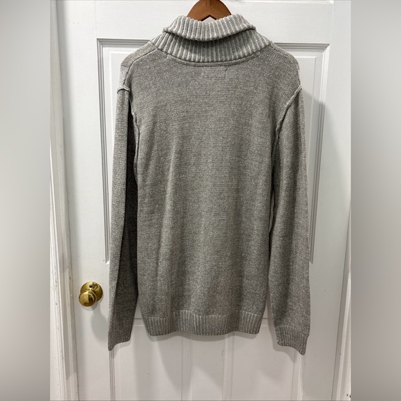 Trash Nouveau Men’s Shawl Neck Cable Knit Sweater Sz L Gray Grandpa Nordic EUC - Picture 7 of 9